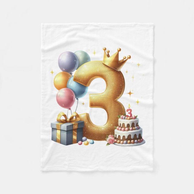 Gyllene 3-årsdag fleecefilt (Framsidan)