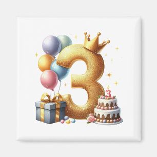 Gyllene 3-årsdag magnet