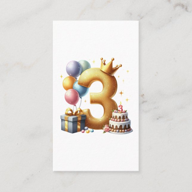 Gyllene 3-årsdag visitkort (Framsida)