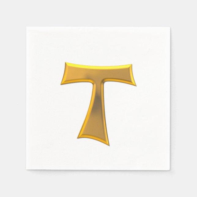 Gyllene 3D-utseendet Franciscan Tau Kor Pappersservett (Framsidan)