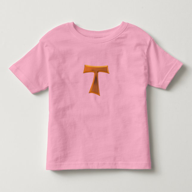 Gyllene 3D-utseendet Franciscan Tau Kor T Shirt (Framsida)