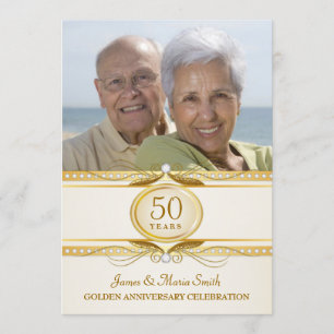 Gyllene 50-års bröllopsjubileum Foto Inbjudningar