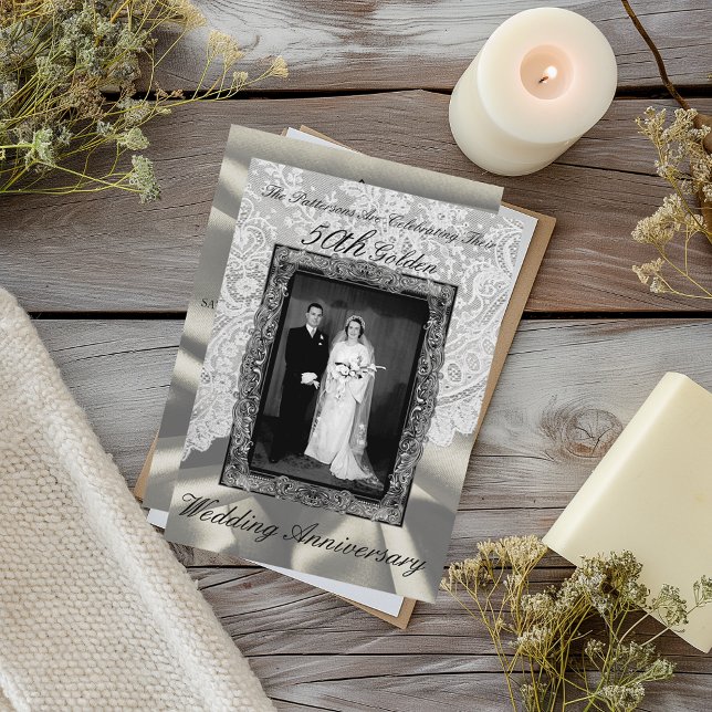 Gyllene 50-års bröllopsjubileum Foto Modern Inbjudningar (Skapare uppladdad)