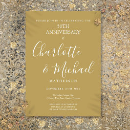 Gyllene 50-års bröllopsjubileum Modernt skrivstil Inbjudningar