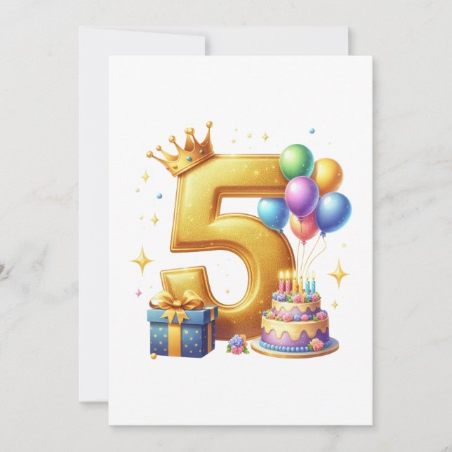Gyllene 5-års födelsedag anteckningskort (Framsida)