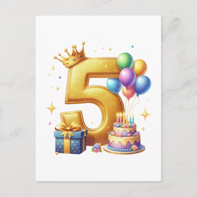 Gyllene 5-års födelsedag helg vykort (Framsida)