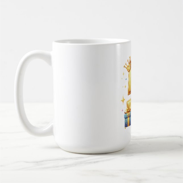 Gyllene 5-års födelsedag kaffemugg (Vänster)
