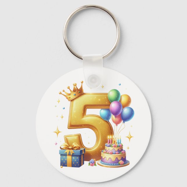 Gyllene 5-års födelsedag nyckelring (Framsida)