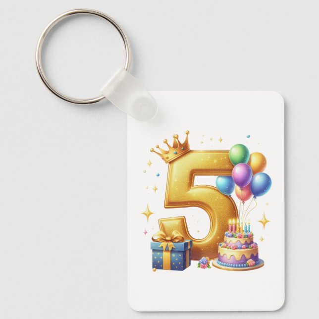 Gyllene 5-års födelsedag nyckelring (Framsida)