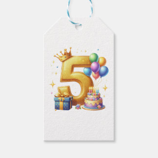 Gyllene 5-års födelsedag presentetikett