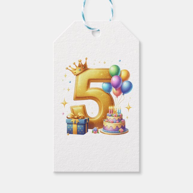 Gyllene 5-års födelsedag presentetikett (Framsidan)
