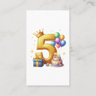 Gyllene 5-års födelsedag visitkort