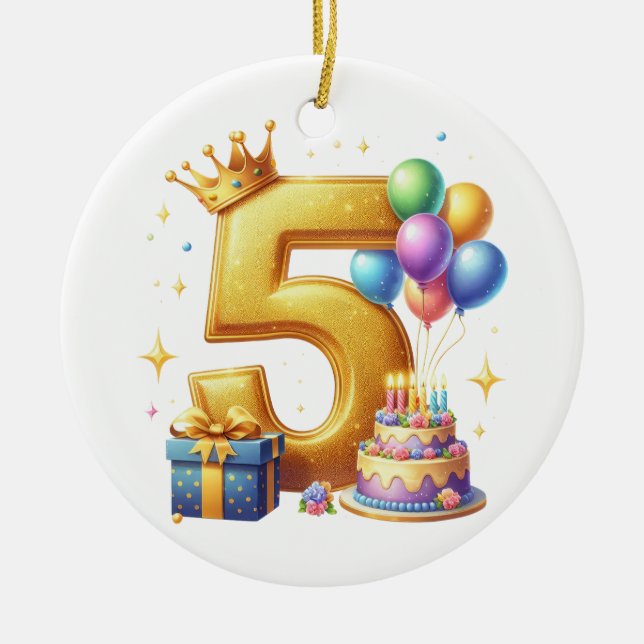 Gyllene 5-årsdag julgransprydnad keramik (Framsidan)