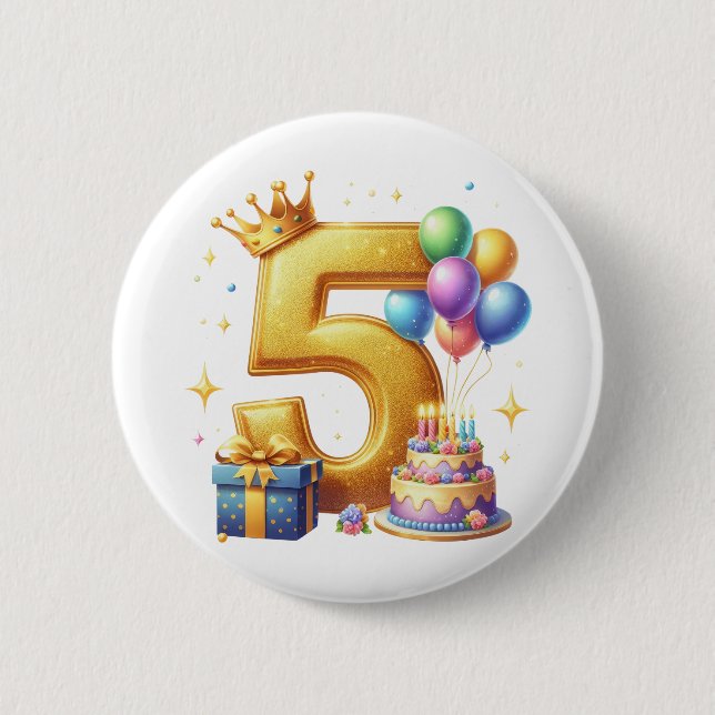 Gyllene 5-årsdag knapp (Framsida)