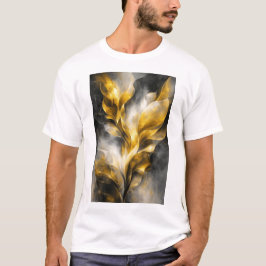 Gyllene Abstrakt Botanisk Väggkonst T Shirt