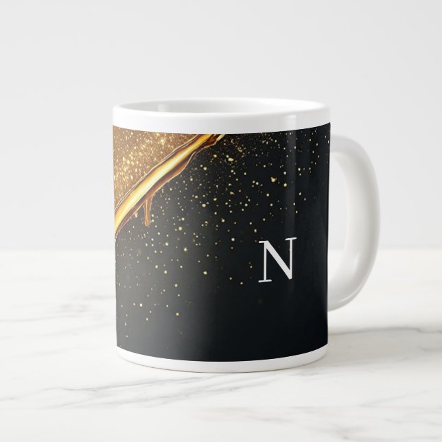 Gyllene Abstrakt Lyx Bakgrund Jumbo Mugg (Framsida höger)