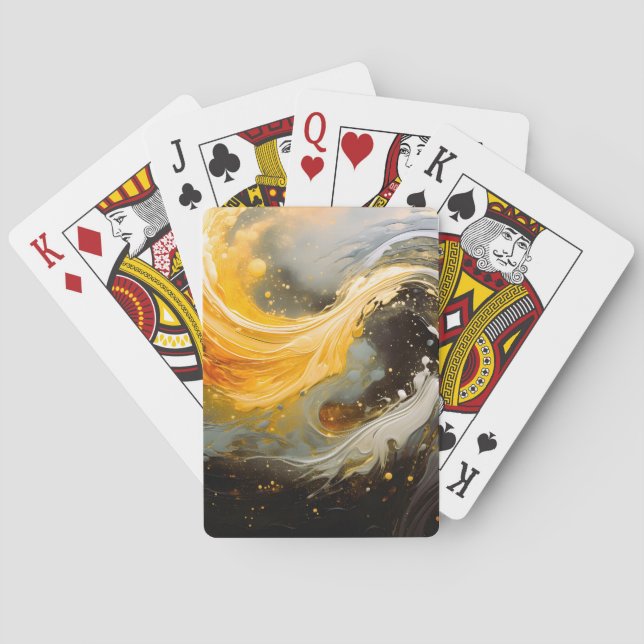 Gyllene Abstrakt Marmor Moderna Vågor Casinokort (Baksidan)