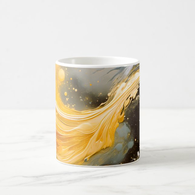 Gyllene Abstrakt Marmor Moderna Vågor Kaffemugg (Center)