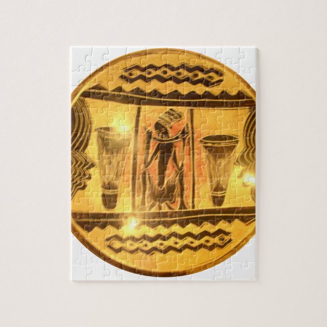 Gyllene afrikansk etnisk konsttrycksdesign pussel (Vertikal)