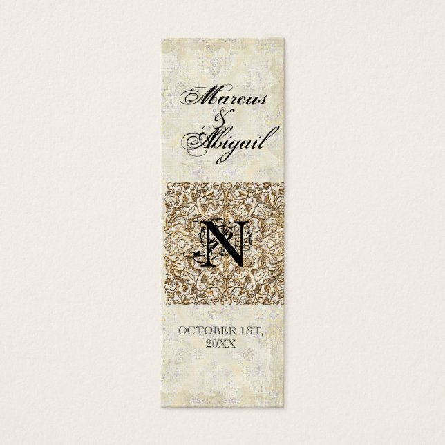 Gyllene åldern hos Elegance, Märkrn Monogrammed Fa Litet Visitkort (Framsidan)