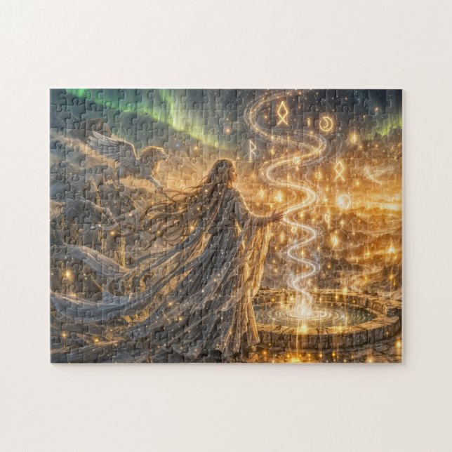 Gyllene Älvisk Fantasy Ljus Impressionistisk Fanta Pussel (Horisontell)