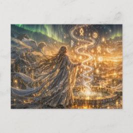 Gyllene Älvisk Fantasy Ljus Impressionistisk Fanta Vykort