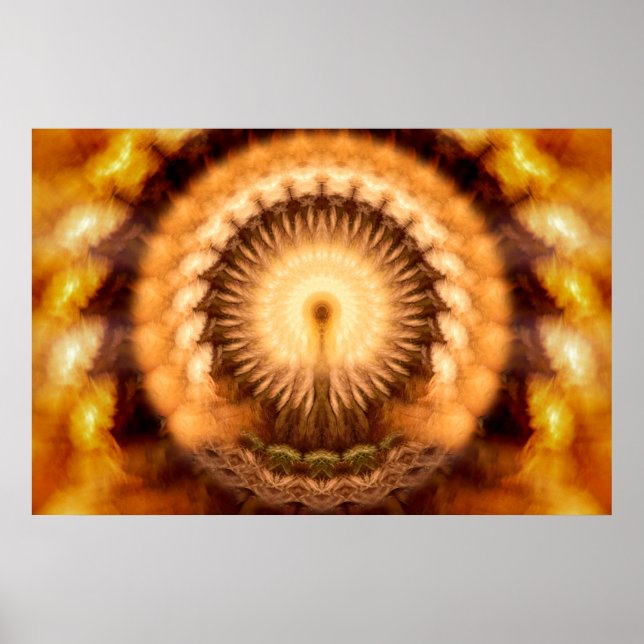 Gyllene Amber Gudomlig Utstrålning Mandala Poster (Framsidan)