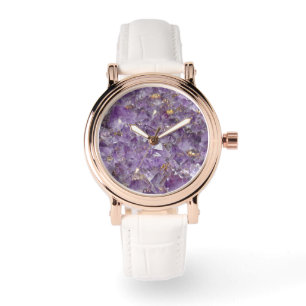 Gyllene ametistskimmer armbandsur