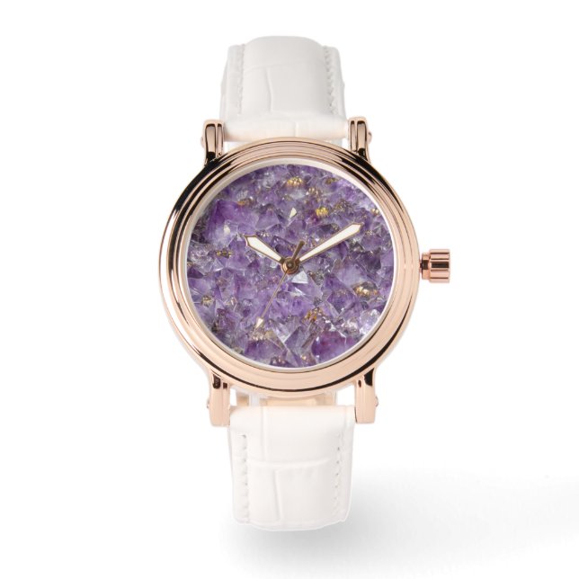 Gyllene ametistskimmer armbandsur (Framsida)