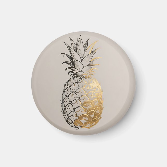 Gyllene Ananas Linje Konst Magnet (Framsidan)