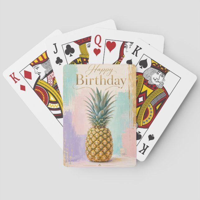 Gyllene Ananas Tropisk Födelsedag Casinokort (Baksidan)
