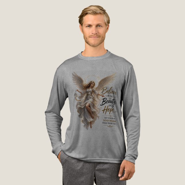 Gyllene Änglahänder Helig Citat Herr Långärmad T Shirt (Hel framsida)