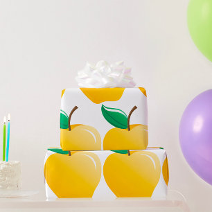 Gyllene Äpple Ljust Gul Frukt Presentpapper