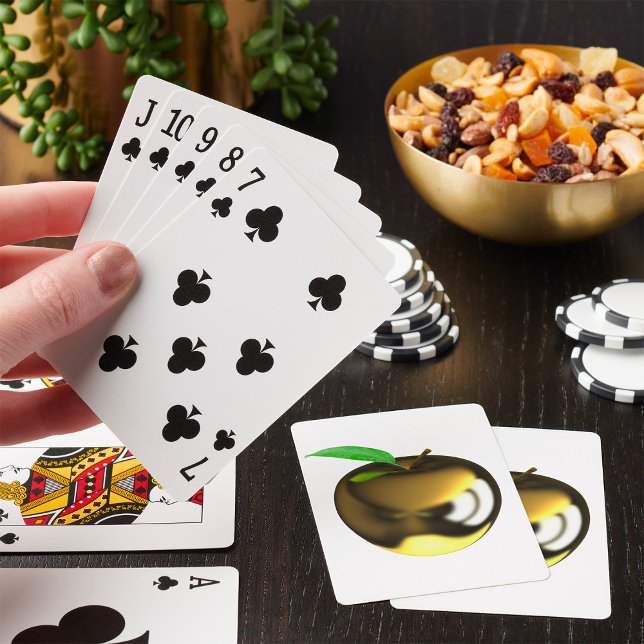 Gyllene äpple med blad Blank metallisk Casinokort (Skapare uppladdad)