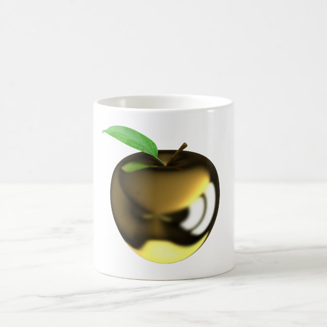 Gyllene äpple med blad metallisk glans kaffemugg (Center)
