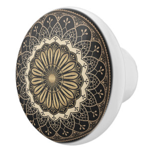 Gyllene arabesk mandala-mönster knopp