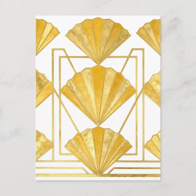 Gyllene Art Deco-fläktmönster Vykort (Framsida)
