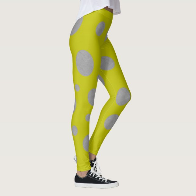 Gyllene bakgrund med silverprickar leggings (Höger)