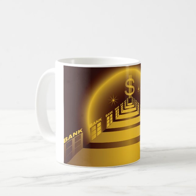 Gyllene Bankkorridor Lysande Dollar Finans  Kaffemugg (Framsida vänster)