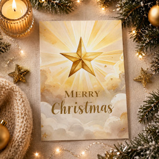 Gyllene Betlehemsstjärna God Jul Högtidlig Hälsnin Julkort