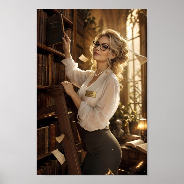 Gyllene biblioteksmuse porträttväggsposter poster (Framsidan)