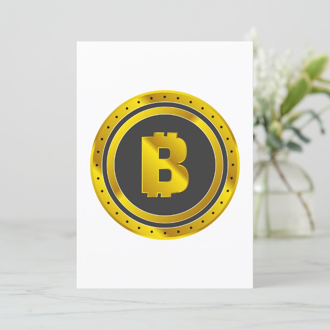 Gyllene Bitcoin-symbol Digital valuta Inbjudningar (Skapare uppladdad)
