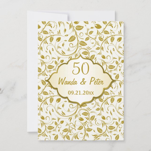 Gyllene blad 50-års bröllopsjubileum inbjudningar (Framsida)