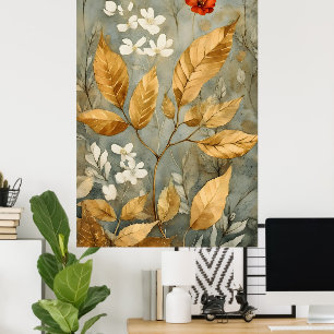 gyllene blad blandade med varmare toner poster