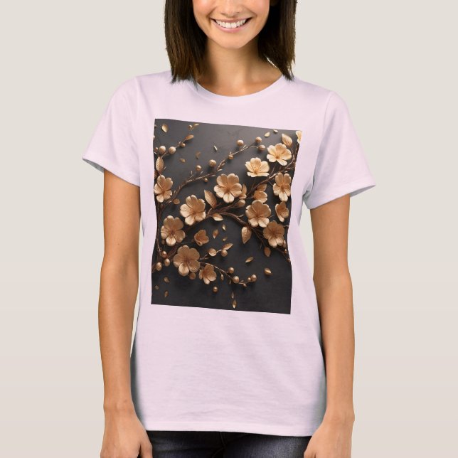 Gyllene Blommas Elegans T Shirt (Framsida)