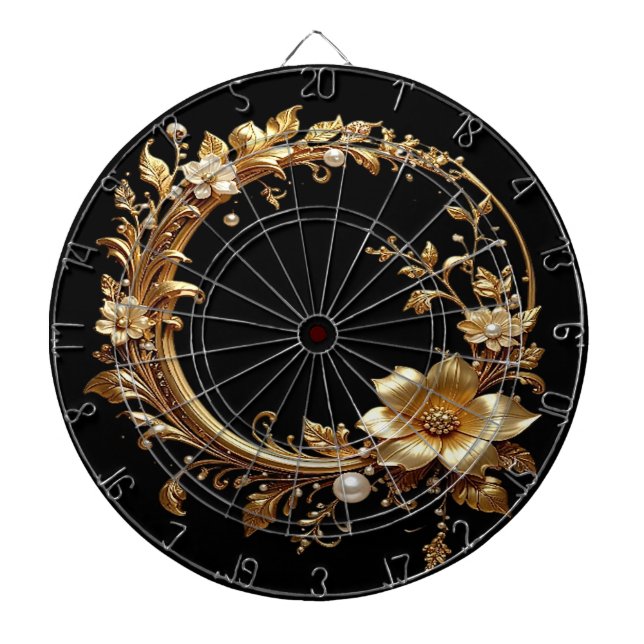 Gyllene Blommig Ornament Darttavla (Framsidan)