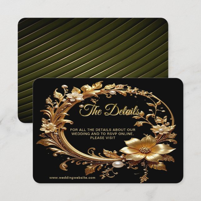 Gyllene Blommig Ornamenterad Ram detalj Tilläggskort (Fram/baksida)