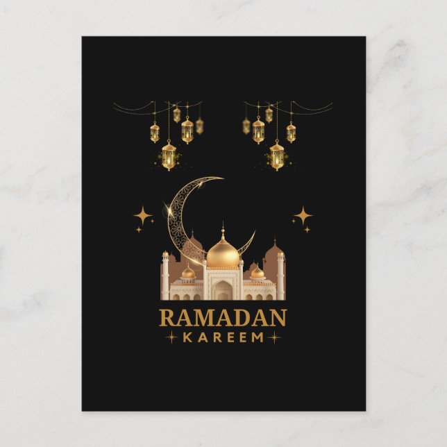 Gyllene Blommig Ramadan Kareem Firande Vykort (Framsida)