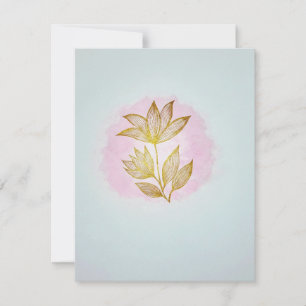 Gyllene Blommig Rosa Svarskort (RSVP) OSA Kort