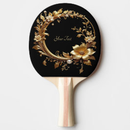 Gyllene Blommig Utbroderad Pingisracket